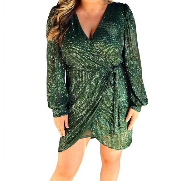 NEW KLD. SIGNATURE sequin dress in hunter - Picture 1 of 3